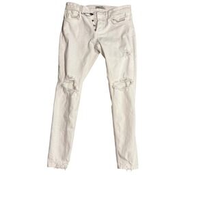 ZARA Womens White Ripped Distressed Skinny Jeans Size 32
